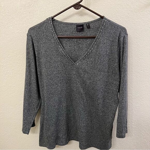 Rafaella Long Sleeve V-Neck Top Size XXL - Picture 1 of 4